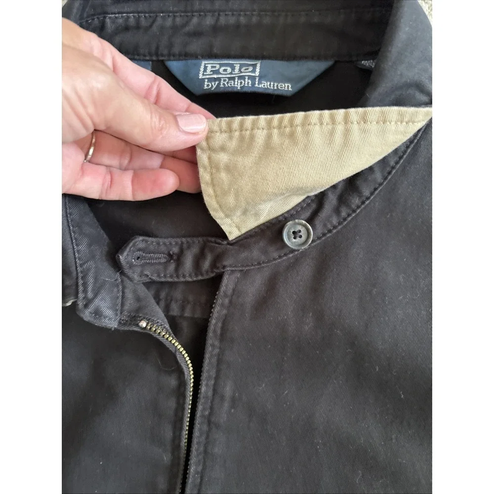 Polo Ralph Laure Black Cotton Vtg 90's Bomber XXL